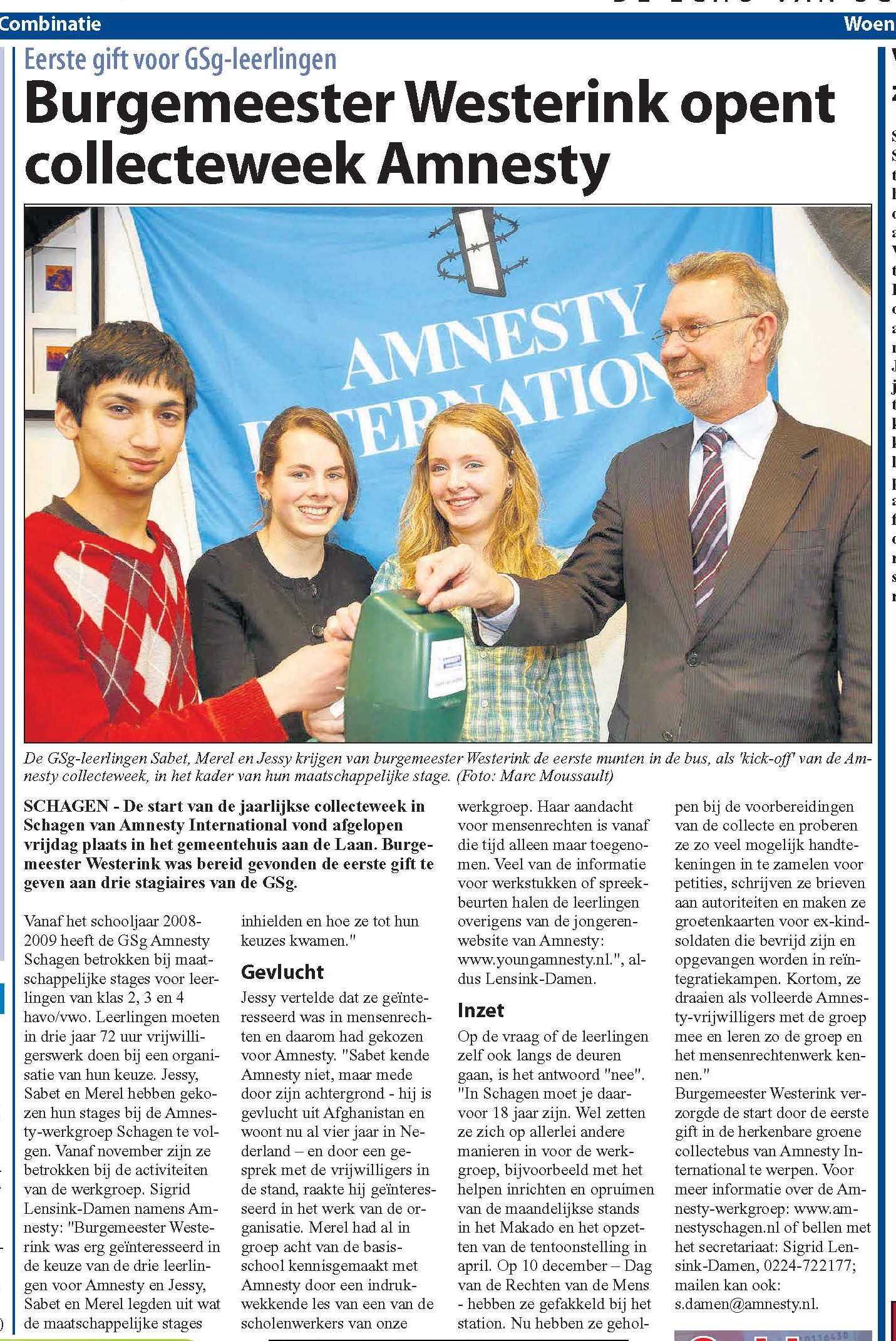 SW collecteburgemeester bijgeknipt Schager weekblad 4 feb 2009